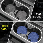 ME.FAN Car Coasters for Cup Holders [4 Pack] - 2.75In Silicone Auto Mug Mats - Universal Non-Slip Recessed Car Interior AccessoriesNavy Blue