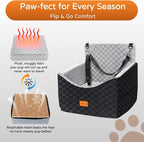Dog Car Seats for Small Medium Dogs Up to 35lbs | Elevated Dog Booster Seat with Detachable Washable Cover & Cushion | Memory Foam Pet Car Travel Seat with Safety Belt and Storage Pockets (Black Grey)