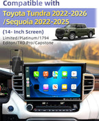 PZK Car Phone Mount for Toyota Tundra 2022-2026 /Sequoia 2023-2026 14-Inch | Screen Car Phone Holder Auto Lock Limited/Platinum Tundra Accessories 360° Rotation Hands Free Cradles Not Block Air Vent