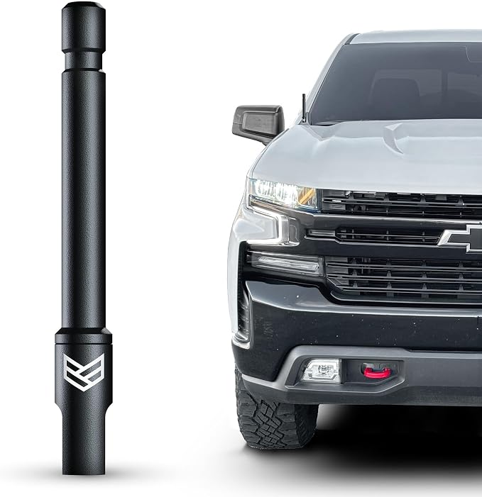 Truck Antenna for Chevy Silverado & GMC Sierra Accessories (2014+) - Carwash Safe Short Replacement Antenna (5 Inch Flexible)