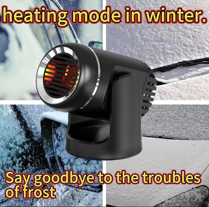 12V 150W Portable Car Heater with Quick-Start Heating, 360-Degree Rotary Defroster and Fast Demisting Cooling Air Purify,Small and portable