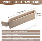 2 Pack Update Car Seat Gap Filler Organizer Leather Console Storage Box Front Side Pocket Seats Organizers Filler Interior Car Accessories for Phone Wallet Coin Key Sunglasses (Off-White)