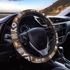 Steering Wheel Cover Fit Most Car SUV Van Truck American Tribal Geometric Sunflower Cow Pattern Car Wheel Protector Wear-Resistant Auto Wheel Cover Automotive Accessories