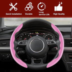 Universal Fit Carbon Fiber Steering Wheel Cover, Segmented Steering Wheel Protector, Carbon Fiber Anti-Skid Steering Wheel Cover Car Interior Accessories (2 Pcs Pink)