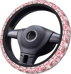 Cute Pink Pig Steering Wheel Cover for Women,Universal Auto Steering Wheel 14-15 Inch Car Interior Accessories with 2PCS Car Coasters,Suitable for Men and Women