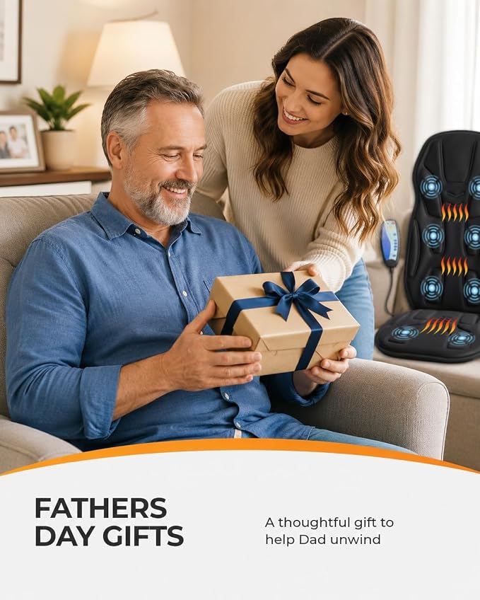 Back Massager with Heat, Vibration Massage Chair Pad, Heated Seat Cushion for Desk Workers, Office Chairs, Couches & Recliners, 8 Motors, 4 Zones, 4 Timer, Gifts for Men Women, Vibration Only