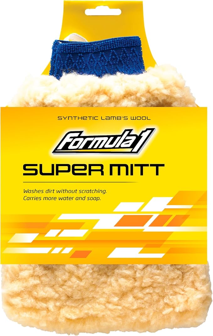 Super Car Wash Mitt – Synthetic Lambs Wool Wash Mitt Auto Detailing Supplies – Large Car Duster for Wet & Dry Applications – Super Absorbent Exterior Care Products
