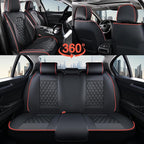 Coverado Rear Seat Covers, Sporty Non-Slip Waterproof Faux Leather Rear Protectors for Trucks SUVs, Mens Automotive Interior, Racing Style – Redline