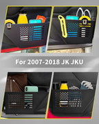 Metal Storage Boxes Compatible with 2007-2018 Jeep Wrangler JK JKU 2/4 Door, 2 Pack Front Door Side Insert Organizer Pockets for Jeep Saggy Net Replacement(Black)
