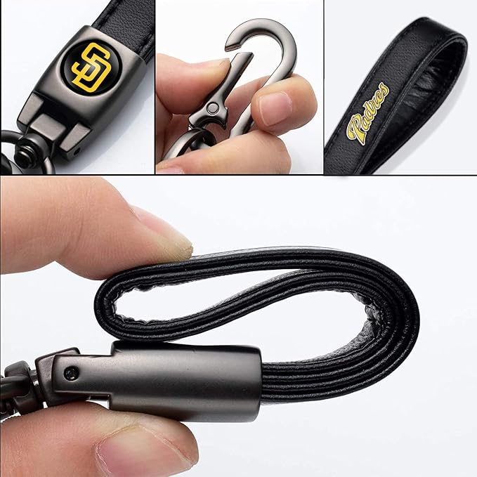 for SD Padres Baseball Fans Car Keychain with Tire Valve Caps, Car Keyring and Valve Stem Caps Compatible with Key Fob Holder, Delicate Gifts for Men Women, Padres
