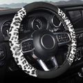White Leopard Steering Wheel Cover, Universal 14.5-15 inch Breathable Microfiber Leather Anti-Slip Car Steering Wheel Protector for Women Men,Fit for Most Car, Trucks, SUV