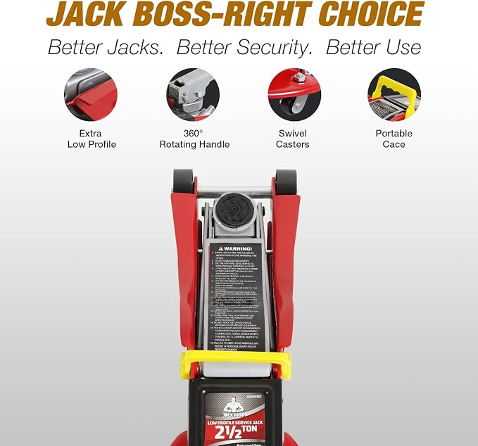 Floor Jack 2.5 Ton (5500 LBs) Hydraulic Low Profile Trolley Car Jack with Portable Storage Case, Lifting Range 3.5" to 14", Fit Use for Automotive Sedans, Red