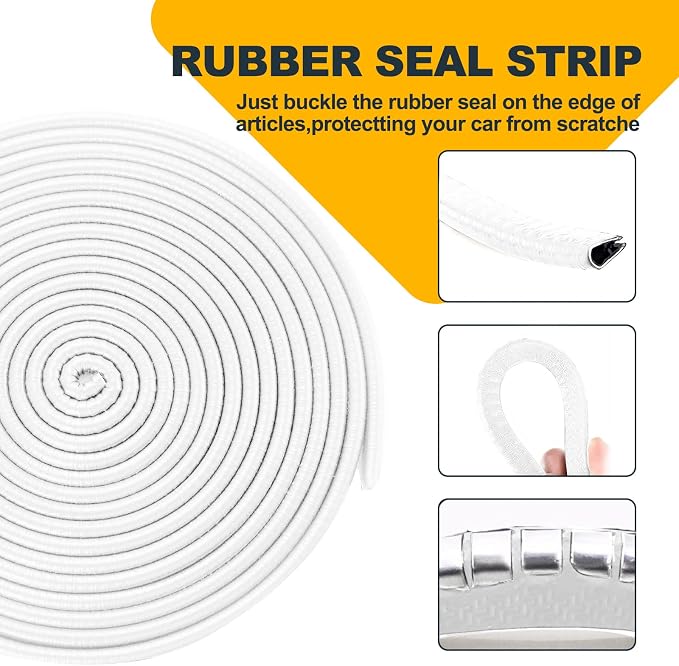 Car Door Edge Guards,Rubber Car Door Protectors No Glue Car Accessories Rubber U Shape Car Trim Door Protectors (White, 65.6FT)