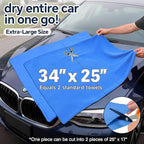 Premium Extra Large Shammy Cloth for Car Drying 2pk (34”x25”)-Super Absorbent XL Chamois Towel for Car-Reusable Shammy Towel for Car, Bathroom,Pets, Dust Remove, No Spots/Streak/Scratch