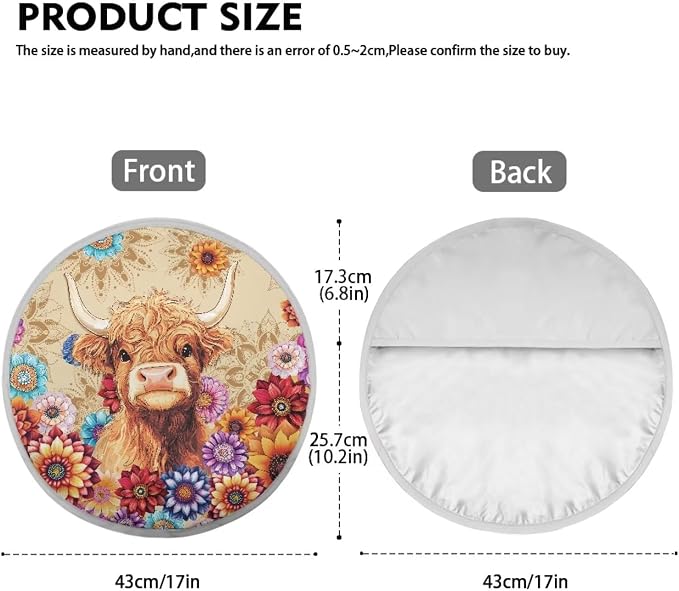 Highland Cow Steering Wheel Sun Shade Cover for Women Mandala Floral Steering Wheel Sun Block Anti-Heat Aluminum Foil Steering Wheel Cover