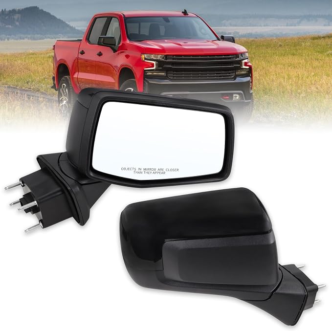 Right Passenger Side Mirror Compatible with 2019 2020 2021 2022 2023 2024 2025 Chevy Silverado 1500 With Temperature Sensors Black Replace#GM1321582(2Pins)