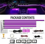 Acrylic Interior Car Lights, Car Accessories 10 in 1 Car LED Strip Lights with APP Control, 175 inches 593 LEDs Fiber Optic Lights, RGB Neon Light Kits