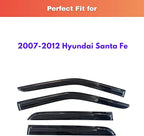 KPY Rain Guards Fit for 2007-2012 Hyundai Santa Fe, Out-Channel Window Visors Vent Wind Deflectors 4PC, Car Accessories for 07-12 Santa Fe