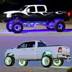4PCS 17.5inch RGB LED Wheel Rim Lights with Bluetooth and Remote Control,Wheel Ring Light Kits with Turn Signal and Braking Function Tire Lights for Pickup Truck SUV Car(17.5inch)