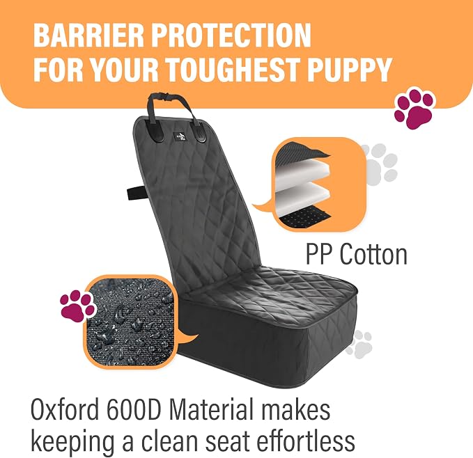 Dog Car Seat Cover, Waterproof Front Seat Protector for SUV Truck Sedan, Pet Safety Travel Comfort System with Universal Fit, Pink