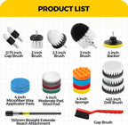 22Pack Drill Brush Attachments Set, Scrub Pads & Sponge, Buffing Pads, Power Scrubber Brush, Car Polishing Pad Kit,Wax Applicator Pad,Car Cleaning Kit,Cleaning Supplies,Masonry Brushes,White