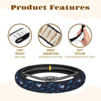 Steering Wheel Cover Accessories Neoprene Cover, Breathable Non-Slip Easy to Install Suitable for Women Men, 14.5-15.5 Inch for Car SUV Van Truck Universal - Blue Shark