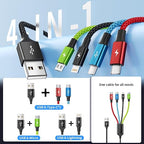 Cruise Essentials 2026 4 in 1 Multi Charging Cable [3Pack 5FT], Tangle Free USB C Car Charger Cable, Nylon Braided Charging Cords for Multiple Devices, Travel Essentials Car Accessories