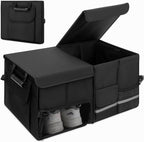 Trunk Organizer for SUV - 60L, Foldable Car Trunk Organizer Bags with Lid Large Capacity Car Organizers and Storage with Lid for SUV,Sedan,Truck Accessories,23.62"×12.99"×11.81"(Black)