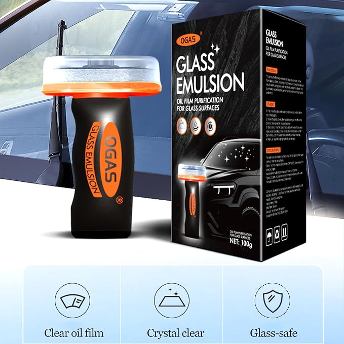 Glass Cleaner Glass Oil Film Cleaner for Car, Windshield Cleaner Tool for Automotive Windshield, Window, Mirror, Improve Windshield Clarity and Visibility for Safe Driving (2)