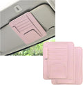 2PCS Small Leather Car Sun Visor Organizer, Multifunctional Auto Visor Document Holder with Sunglasses Clip, Universal Car Interior Organizer for Drving License, Card, Pen (Pink)