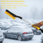 32" Aluminum Snow Brush & Ice Scraper 2-in-1 Winter Car Tool with Non-Slip Foam Grip and Scratch-Free Bristles for Cars, SUVs & Trucks, Yellow
