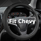 Customized Auto Car Steering Wheel Cover for Chevy 14.5-15 inches, Steering Wheel Cover for Chevrolet (Black - Standard Size)