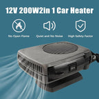 Car Heater, 2 in 1 Modes Fast Heating Cooling Fanswith Cigarette Lighter Plug 360° Rotary Base, 200W 12V Portable Window Defroster Auto Car Heater Windshield Defogger Automobile Windscreen Heater