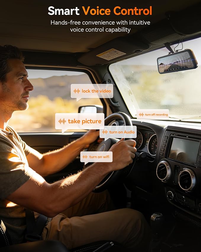 G900 PRO-N Mirror Dash Cam with 8MP STARVIS 2 IMX678, 12" 4K Front and 2.5K Rear View Mirror Camera, 5.8GHz WiFi, Voice Control, Smart Night Vision, Loop Recording (SD Card Not Included)