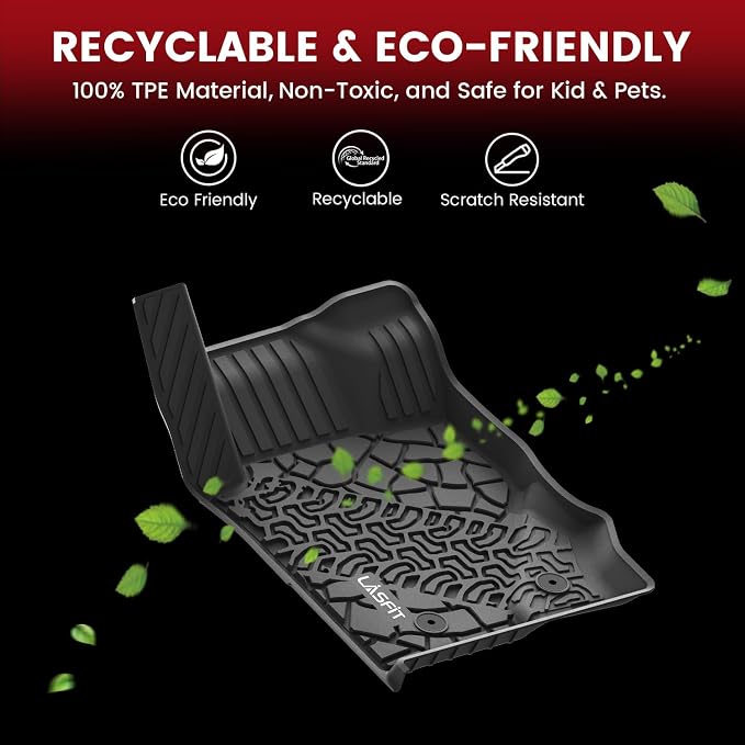 Floor Mats for Ford Bronco 2-Door 2026 2025 2024 2023 2022 2021(Not for Bronco Sport) All Weather TPE Custom Fit Car Floor Liners, 1st & 2nd Row, 3pcs Black