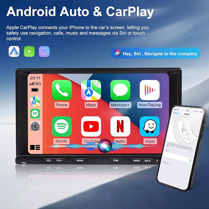 Upgrade Car Radio for Nissan Xterra Frontier 2000 2001 2002 2003 2004 2005 2006 2007 2008, 7 Inch Touch Scree Headunit Stereo with Wireless Carplay Android Auto GPS FM SWC WIFI Bluetooth Backup Camera