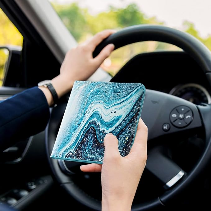 CoBak Car Registration and Insurance Holder - Small and Lightweight Vehicle Glove Box Car Organizer, Auto Truck Comparment Accessories Case for Essential Document, Driver License (Marble)