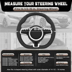 D Shaped Steering Wheel Cover for 14.5-15 inch Flat Bottom Wheels, Breathable Perforated Microfiber Leather, Anti-Slip Grip, Universal Fit for Cars & SUVs, Black and Brown