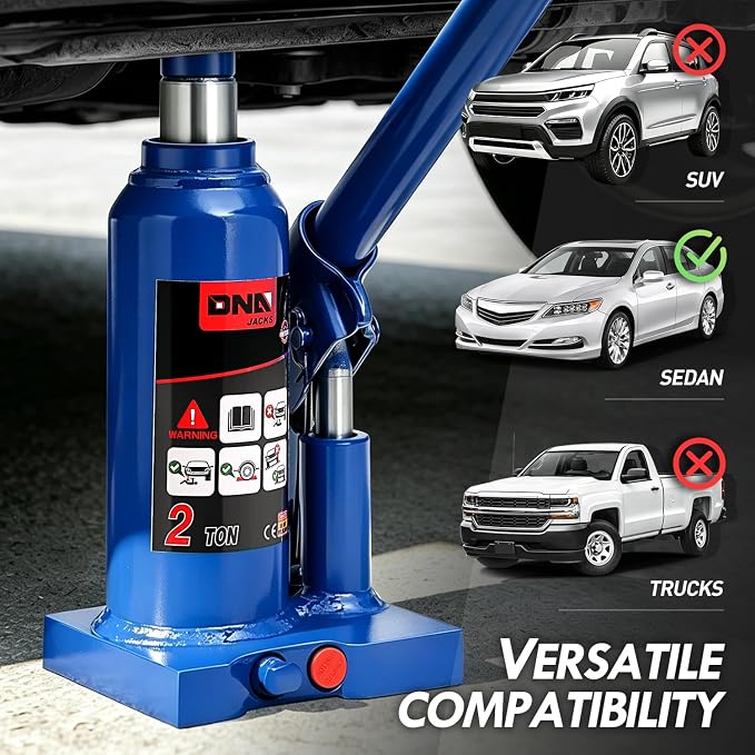 2 tons / 4000 lbs Lifting Automotive Welded Hydraulic Bottle Jackfor Sedans Repair, with Manual Handle & Carrying Storage Case, Blue
