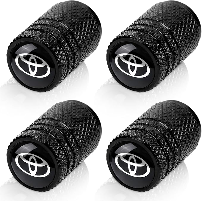 Tire Valve Stem Caps for Toyota Metal Car Wheel Air caps Auto Valve Stem Caps Accessories 4 Pcs Black