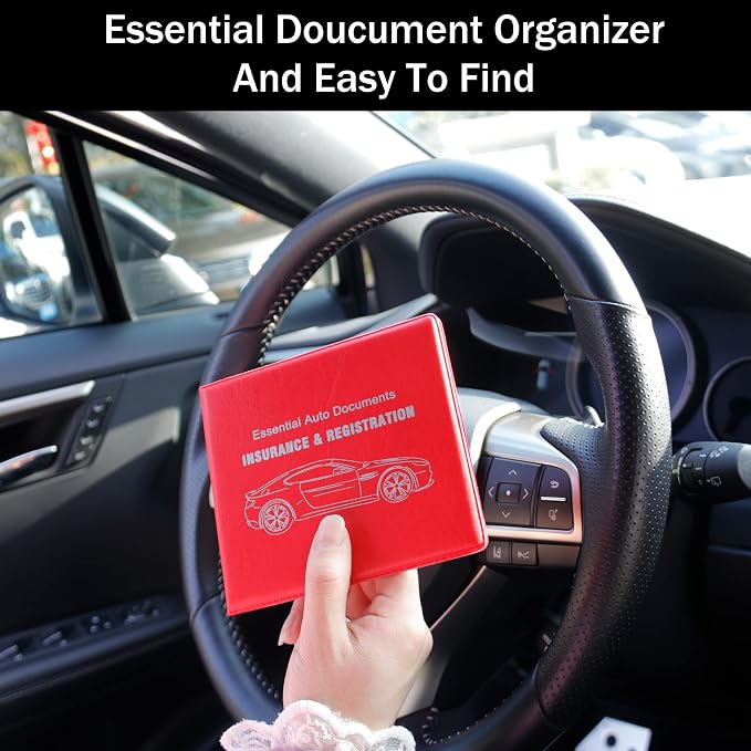 Car Registration and Insurance Card Holder, Vehicle Glove Box Car Organizer, Interior Car Accessories for Documents, Cards, License - 2 Pack