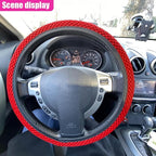 Elastic Stretch Steering Wheel Cover, Anti-Slip, 15inch, Red | Microfiber Odorless Breathable Ice Silk Car Steering Wheel Protector, Easy Carry, Warm in Winter & Cool in Summer