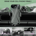 Universal Car Phone Mount Holder - [Military-Grade Suction Cup & Secure Clip] 3-in-1 Windshield, Dashboard, Air Vent Car Phone Mount Compatible with All iPhone & Smartphones