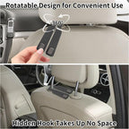 Suede Leather Headrest Hooks for Car, 2 Pack Double Seat Back Organizer Hooks for Purses & Bags, Heavy Duty Metal Car Purse Holder for Handbags, Grocery Bags, Universal Vehicle Storage Accessories