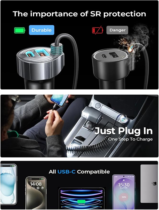 90W for iPhone 17 16 15 Pro Max Car Charger USB C Fast Charge,Super Fast for iPhone 17 16 Car Charger USB C Adapter for iPhone 17e 16 15 Pro Max Plus Air,Samsung Galaxy S26 Ultra, Android
