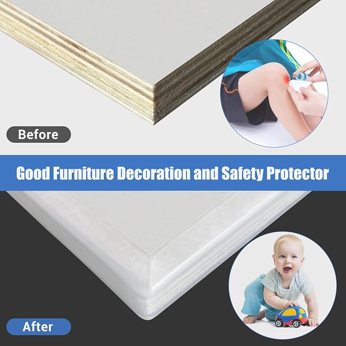 Clear Rubber Edge Trim, Self-Adhesive Transparent Edge Trim, 7/8"(22mm) Edge Protector for Plywood, Cabniets or Drawers, Flexible Silicone Rubber Material, Wide U Channel Edge Guards