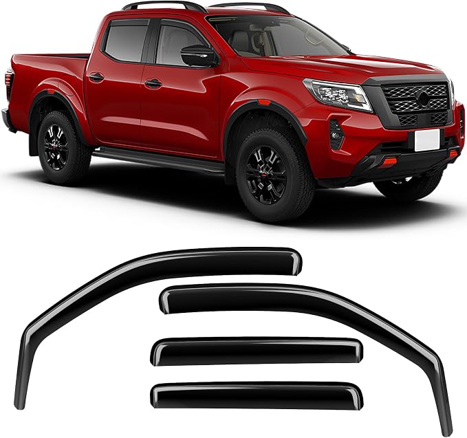 in-Channel Rain Guards Compatible with Nissan Frontier Crew Cab 2022 2023 2024 2025 2026, Durable Side Windows Visor Wind Deflectors 2022-2026 Frontier Rain Guard 4 PCS