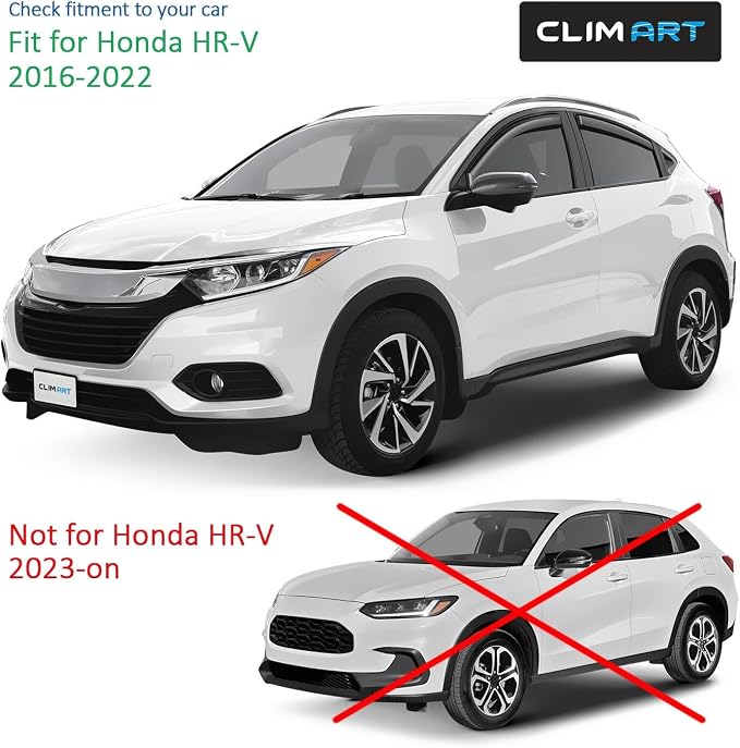 in-Channel Incredibly Durable Rain Guards Compatible with Honda HR-V 2016-2022, Original Window Deflectors, Vent Window Visors, Vent Deflector, 4 pcs. - 616074