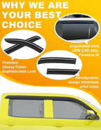 Tape-on Window Rain Guard for 2014-2019 Silverado/GMC Sierra Crew Cab Extra-Thick Rain Guards Side Truck Window Visors Vent Visor Window Deflectors Vent Shades Car Accessories