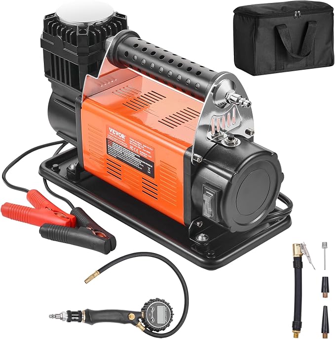 12V Heavy Duty Air Compressor - with Digital Pressure Gauge Tire Inflator Kit, 7.06 CFM Portable Tire Inflator, 150PSI Offroad Air Pump with Adapters for Trucks Car SUV 4 x 4 Vehicle RV